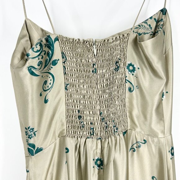 NWT Reformation Frankie 100% Silk Slip Dress in Sage Border - Picture 7 of 11